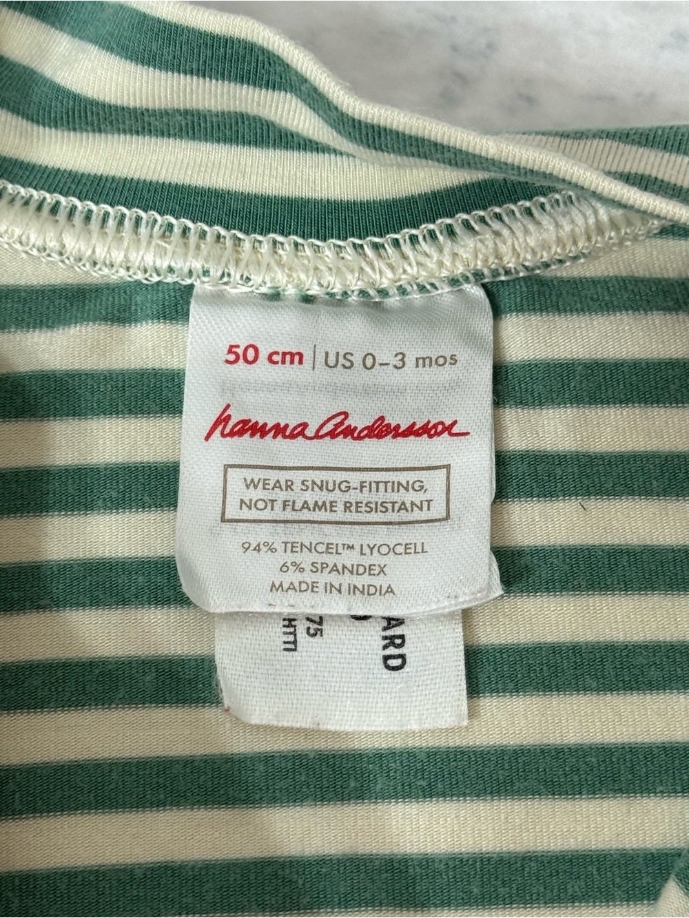 Hanna Andersson Sage Ecru Stripe Zip Sleeper 0-3M Baby TENCEL Convertible - Picture 3 of 4